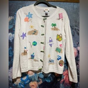 Talbots Beach-Themed Embroidered Women's Sweater